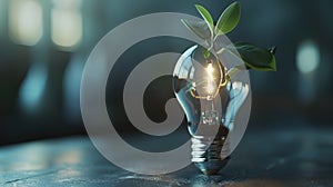 Light bulb with a sprouting plant idea nurturing.