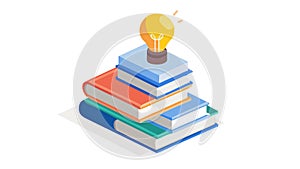Light Bulb on Stack of Books for Education & Ideas, vector design Generative AI