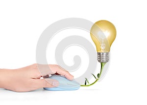 Light bulb symbol with computer mouse sign