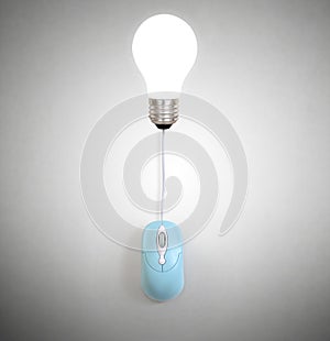 Light bulb symbol with computer mouse sign