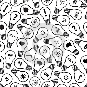 Light bulb symbols with various idea icons pattern