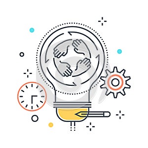 Light bulb and team work concept illustration