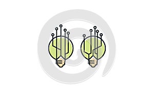 Light bulb technology idea logo icon vector