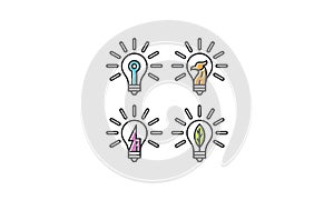 Light bulb technology logo icon vector