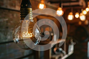 Light bulb with text \