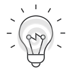 Light Bulb thin line icon, e learning education
