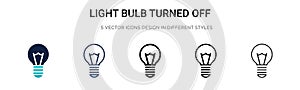 Light bulb turned off icon in filled, thin line, outline and stroke style. Vector illustration of two colored and black light bulb