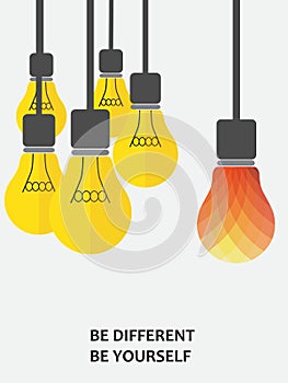 Light bulb vector illustration - be different be yourself concept