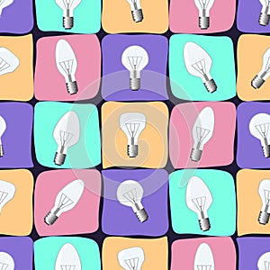 Light-bulb vector illustration. Seamless pattern with bulb.