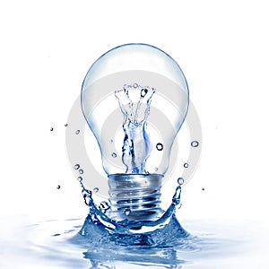 Light bulb with water and splash