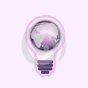 Light bulb with a world globe
