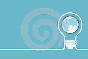 Light bulb with a world globe