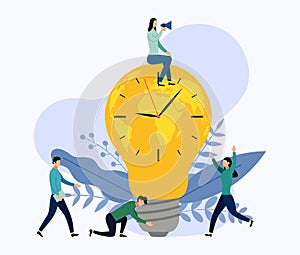 Light bulb world map with clock