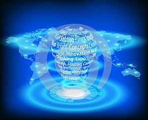 Light bulb on world map