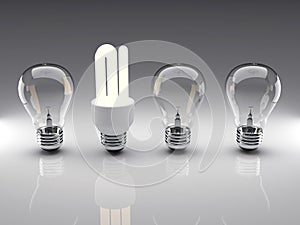 Light bulbs 3d rendering