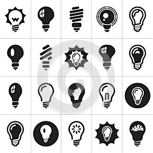 Light bulbs. Bulb icon set photo