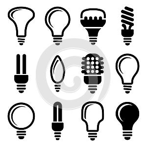 Light bulbs. Bulb icon set