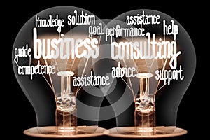 Light Bulbs with Business Consulting Concept photo