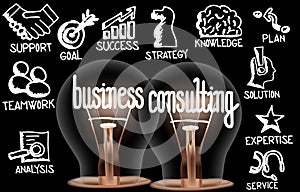 Light Bulbs with Business Consulting Concept