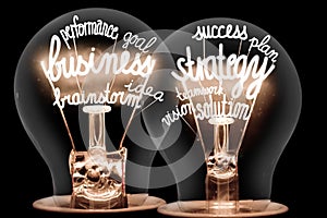 Light Bulbs with Business Strategy Concept