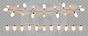 Light bulbs. Christmas String Lights. Vector clipart isolated on a transparent background