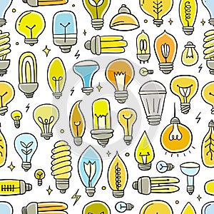 Light bulbs collection. Ecology Concept art. Symbol of creativity, innovation, inspiration, invention and idea. Hand