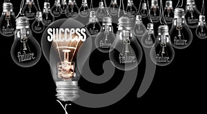 Light Bulbs with Failure - Success Concept photo