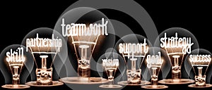 Light Bulbs with Teamwork concept