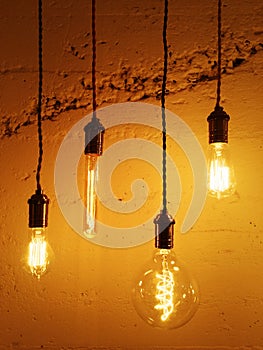 Light bulbs on concrete background