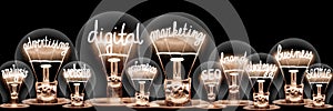 Light Bulbs with Digital Marketing Concept