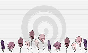 Light bulbs doodle. Colorful light blubs icon set. Creative light bulbs doodle collection. Vector illustration