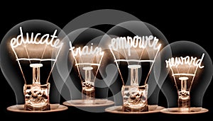 Light Bulbs with Educate Concept
