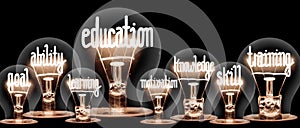 Light Bulbs with Education and Training Concept