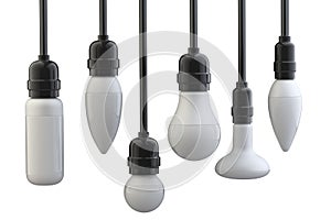 Light bulbs in electric cartridges on wires