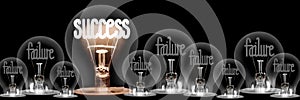 Light Bulbs with Failure and Success Concept