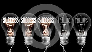 Light Bulbs with Failure and Success Concept