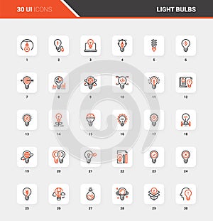 Light bulbs Flat Line Web Icon Concepts