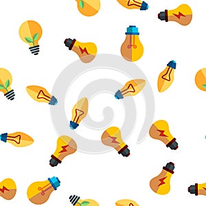 Light Bulbs Flat And Linear Icons Vector Seamless Pattern