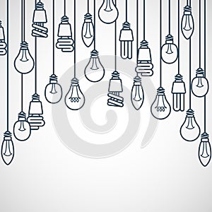 Light bulbs hanging on cords photo