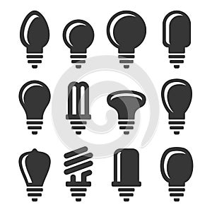 Light Bulbs Icons Set on White Background. Vector