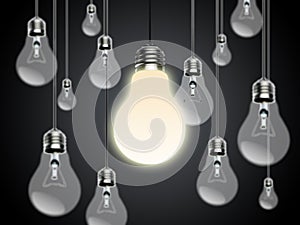 Light bulbs with Idea Conzept