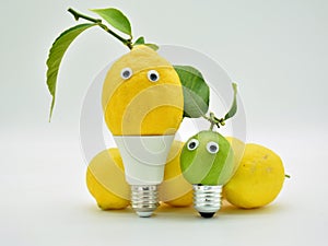 Light bulbs made with lemons photo