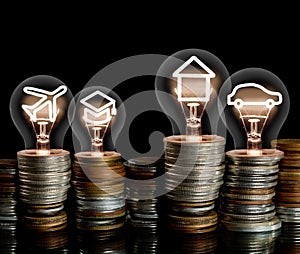 Light Bulbs with Money Saving Concept