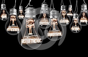 Light Bulbs with Performance Concept photo