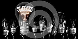 Light Bulbs with Success Concept