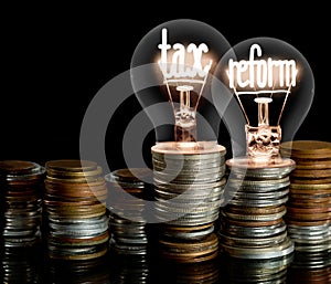 Light Bulbs with Tax Reform Concept