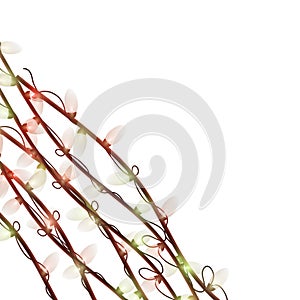 Light bulbs with wires on a white background. Garlands on white.