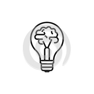 Light bulp and brain icon vector creative idea