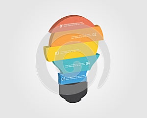 light burb idea template for infographic for presentation for 5 element