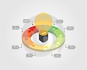 light burb idea template for infographic for presentation for 8 element